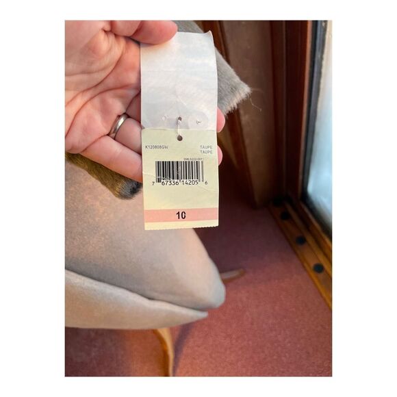 Karen Millen Long Coat Grey Wool Contast Faux Fur Upper Sz 10 - Picture 7 of 16